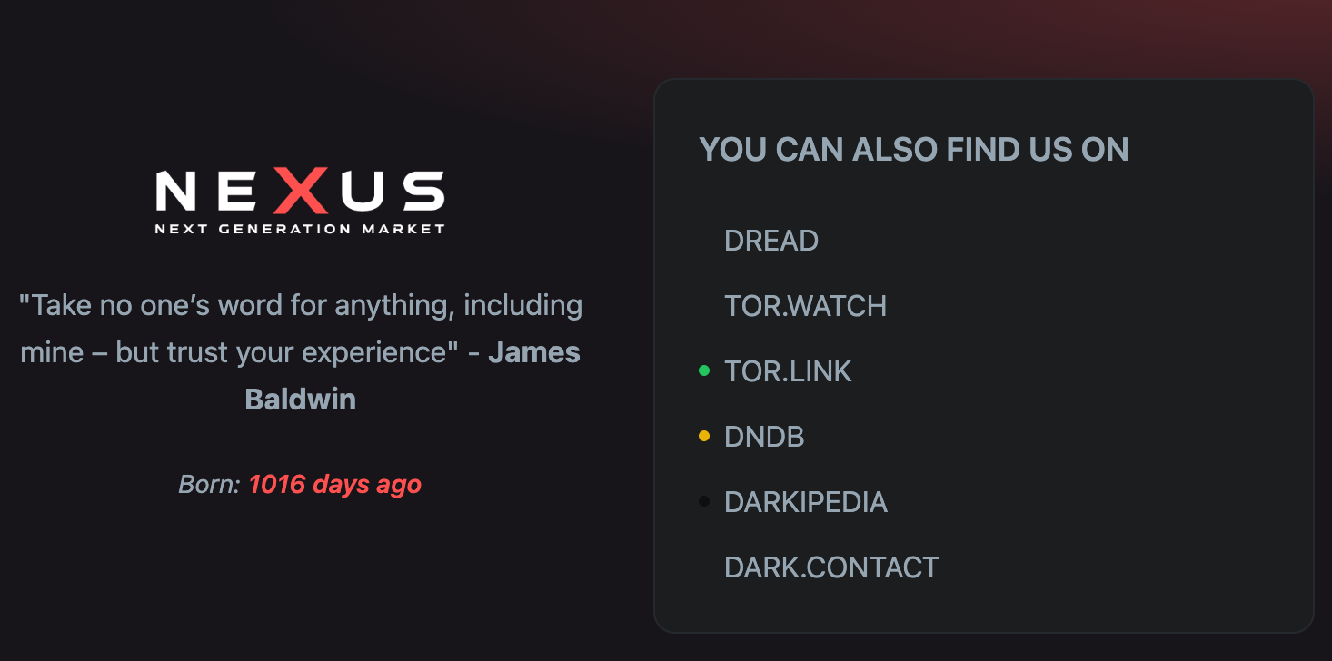 Nexus Market terms of service and escrow rules